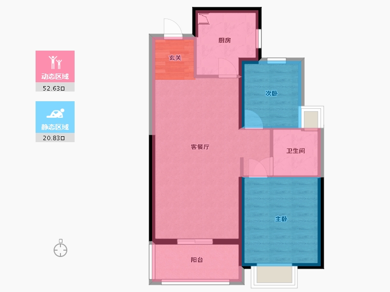 湖北省-武汉市-融创首创九派江山-65.59-户型库-动静分区