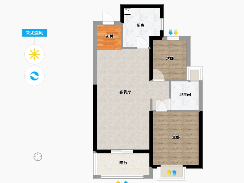 湖北省-武汉市-融创首创九派江山-65.59-户型库-采光通风