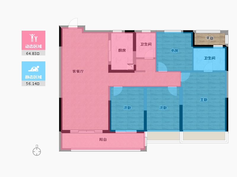 浙江省-温州市-弘阳上坤西湖四季-111.20-户型库-动静分区