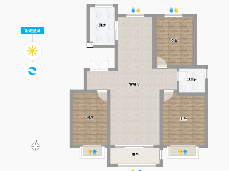 宁夏回族自治区-固原市-东海太阳城-95.00-户型库-采光通风