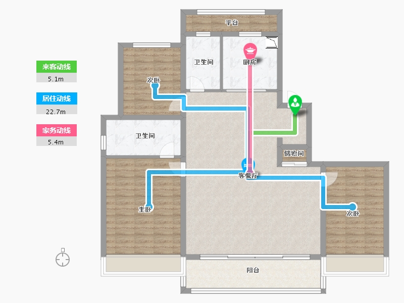 浙江省-温州市-九山金茂府-123.99-户型库-动静线