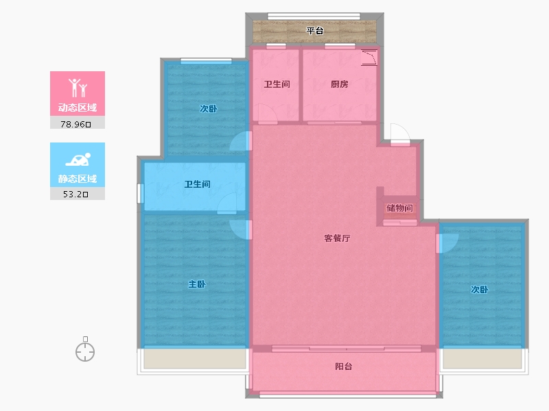 浙江省-温州市-九山金茂府-123.99-户型库-动静分区