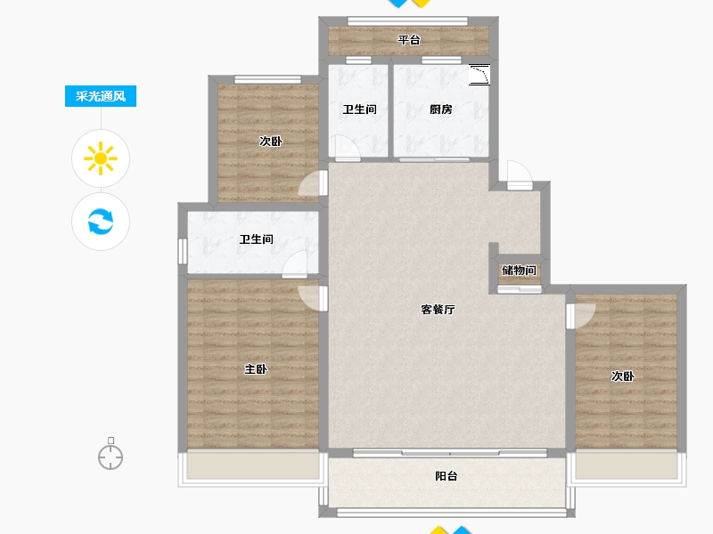 浙江省-温州市-九山金茂府-123.99-户型库-采光通风