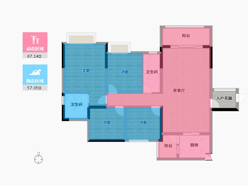 贵州省-毕节市-中鼎华府-114.50-户型库-动静分区