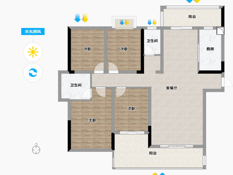 湖南省-张家界市-天门壹号-125.66-户型库-采光通风