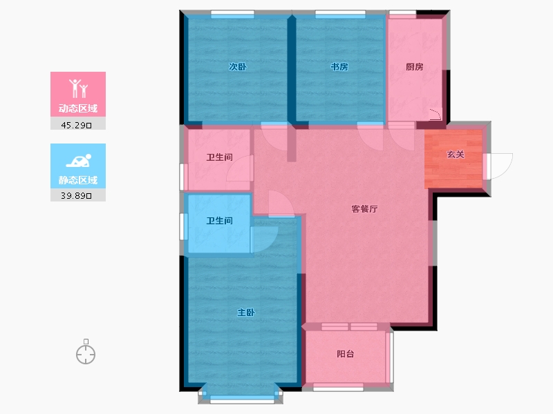 河北省-廊坊市-荣盛・桃李观邸-75.45-户型库-动静分区