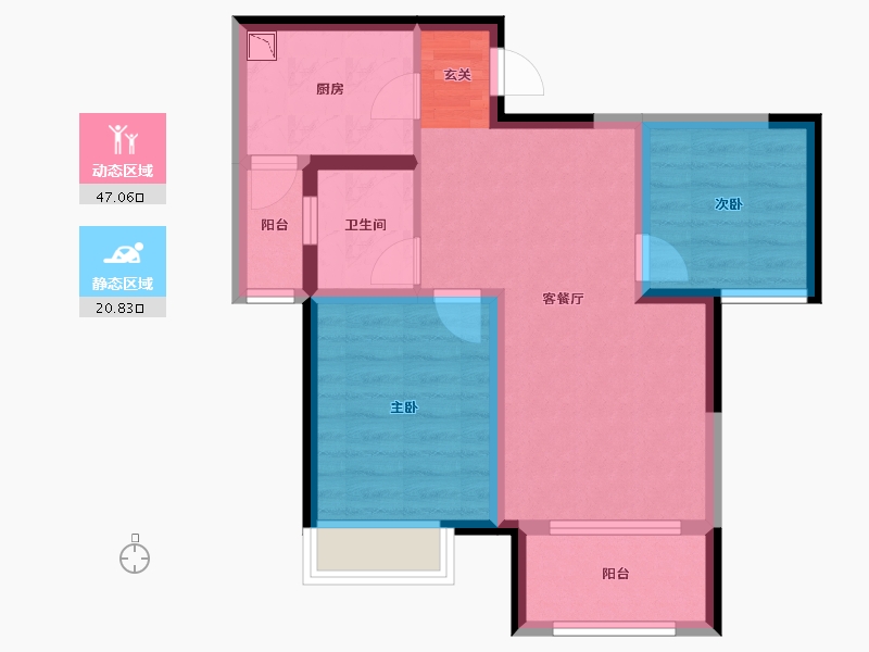 重庆-重庆市-东原D7区-59.45-户型库-动静分区