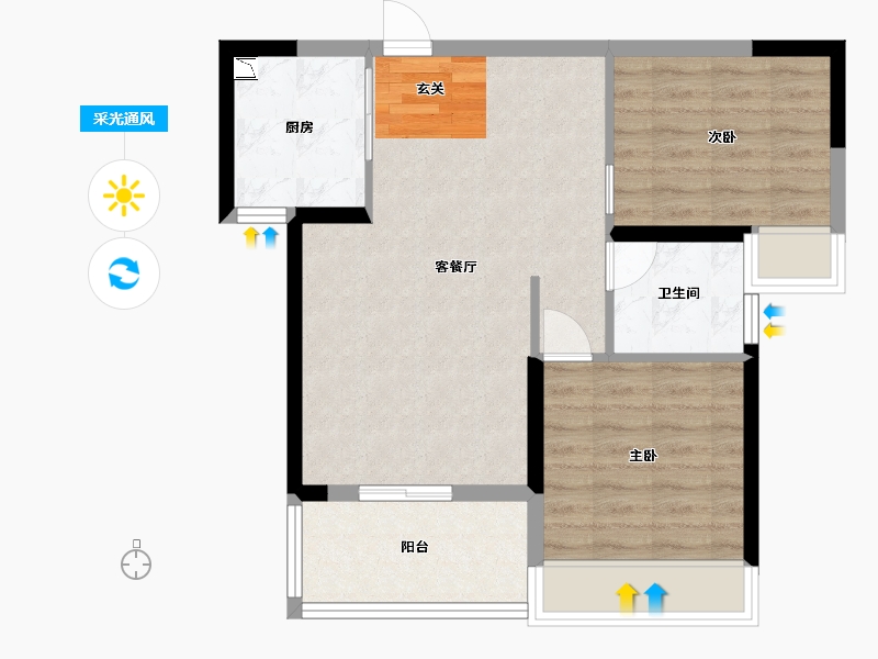 广西壮族自治区-钦州市-中地・滨江壹�二区-64.56-户型库-采光通风