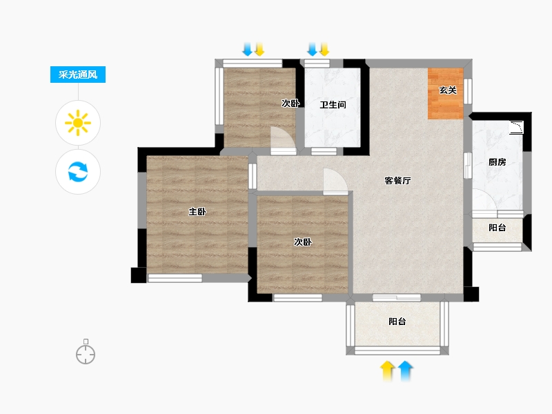 四川省-达州市-蓝润・春风屿湖-62.40-户型库-采光通风