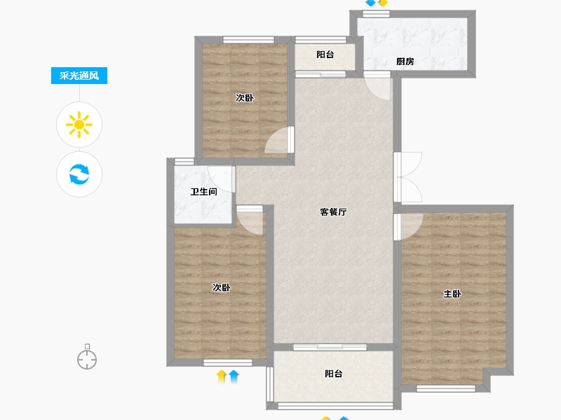 河南省-新乡市-原阳县怡景名都-103.22-户型库-采光通风