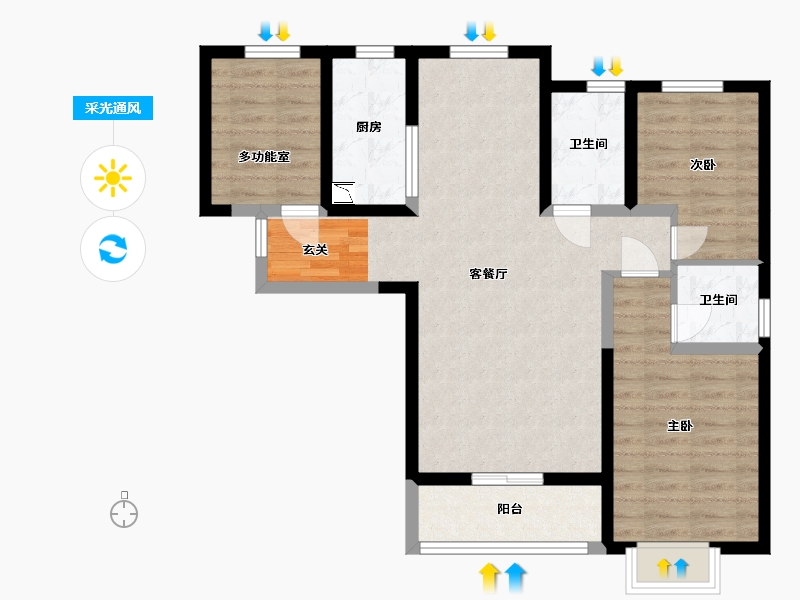 陕西省-西安市-长盛・青春汇-82.03-户型库-采光通风