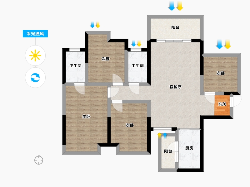 广西壮族自治区-钦州市-钦州・彰泰红-94.59-户型库-采光通风