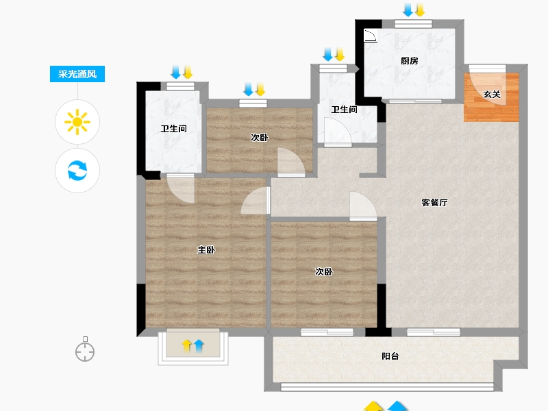 福建省-南平市-建阳璀璨滨江-87.20-户型库-采光通风