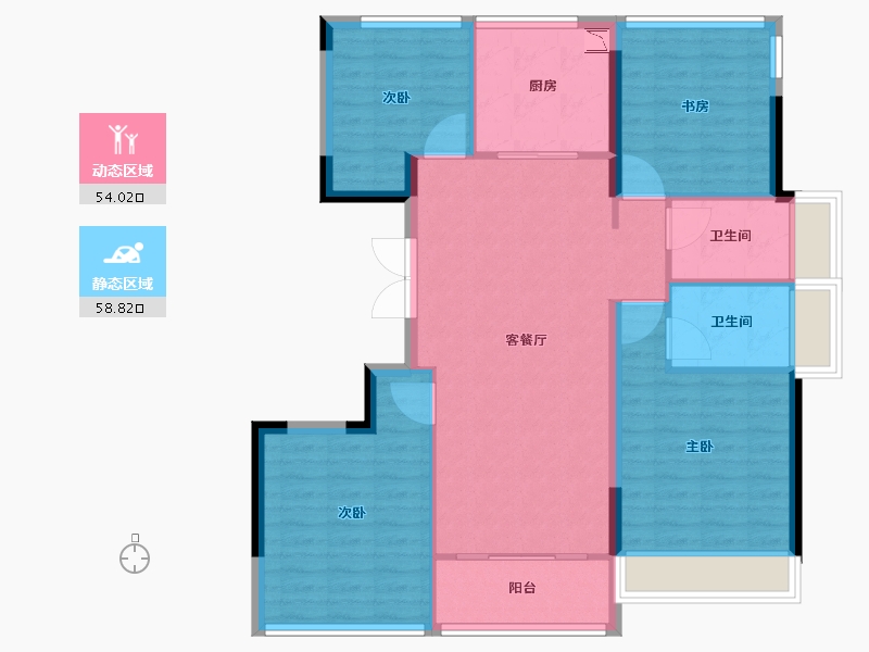 辽宁省-葫芦岛市-国鸿锦悦府-102.40-户型库-动静分区