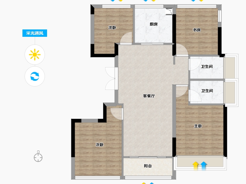 辽宁省-葫芦岛市-国鸿锦悦府-102.40-户型库-采光通风