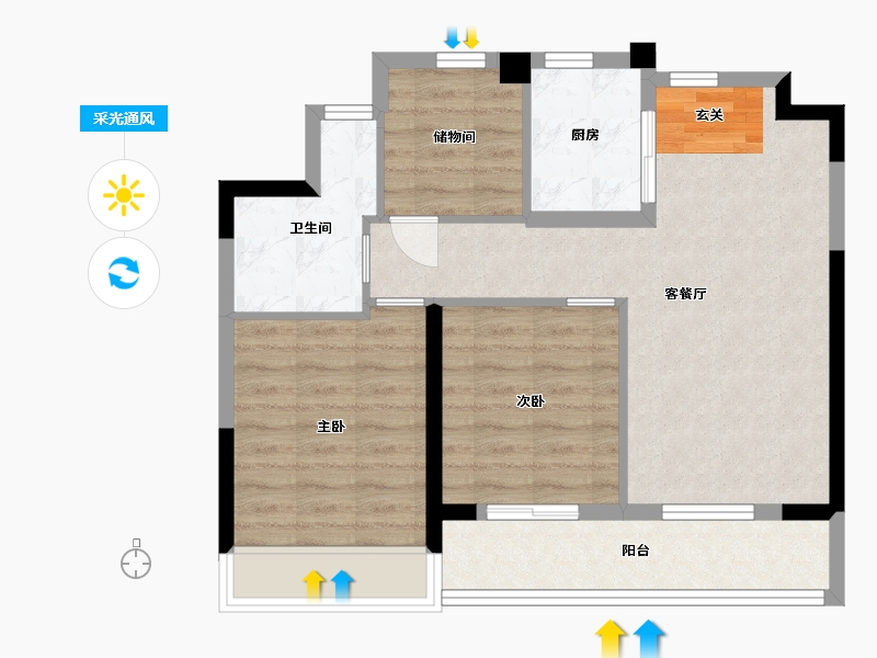 浙江省-舟山市-蓝绿和园-71.72-户型库-采光通风