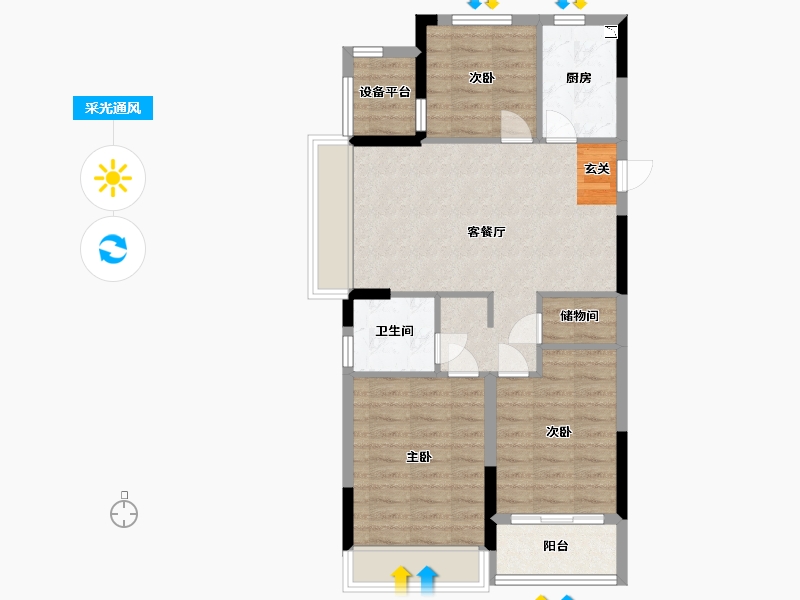 浙江省-舟山市-宋都・悦宸府-74.00-户型库-采光通风