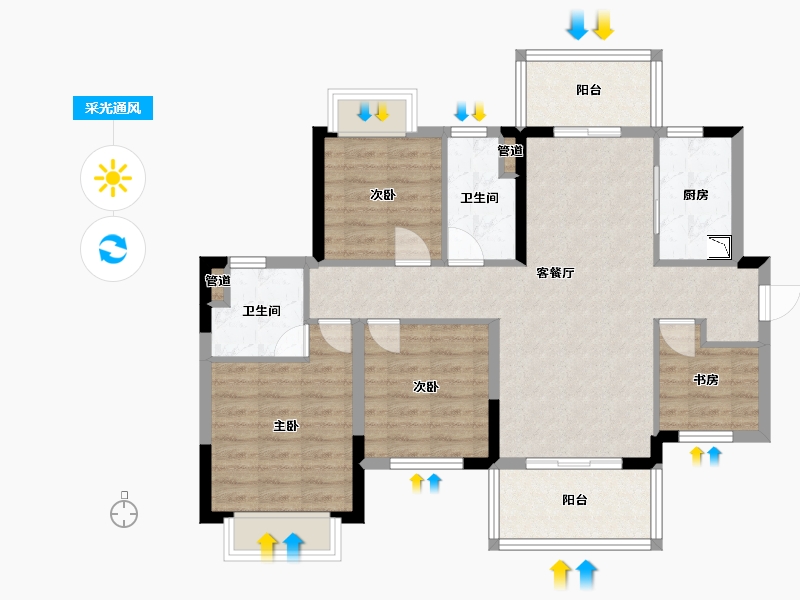 广西壮族自治区-南宁市-新城悦隽风华-85.21-户型库-采光通风