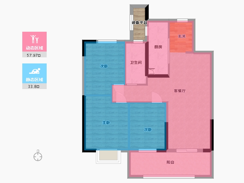 江苏省-常州市-美的・翰林府-84.50-户型库-动静分区