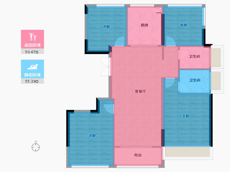 辽宁省-葫芦岛市-国鸿锦悦府-96.00-户型库-动静分区