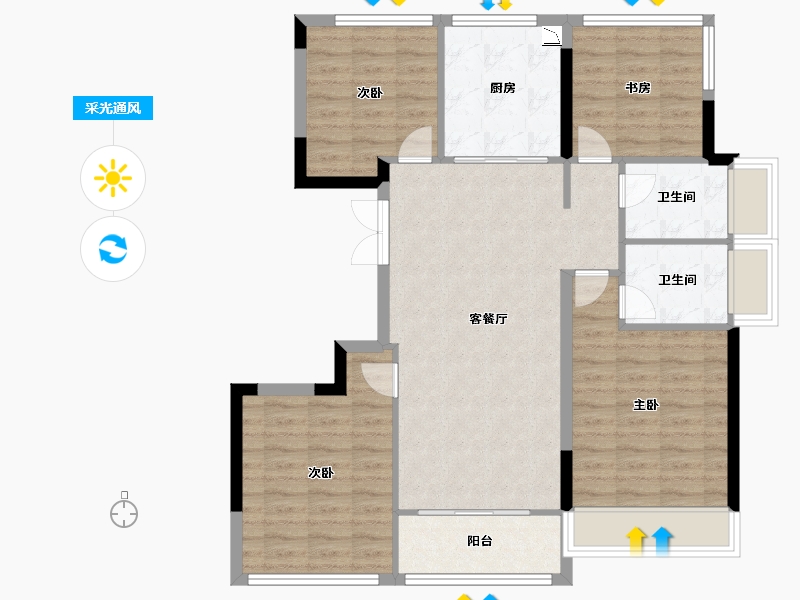 辽宁省-葫芦岛市-国鸿锦悦府-96.00-户型库-采光通风