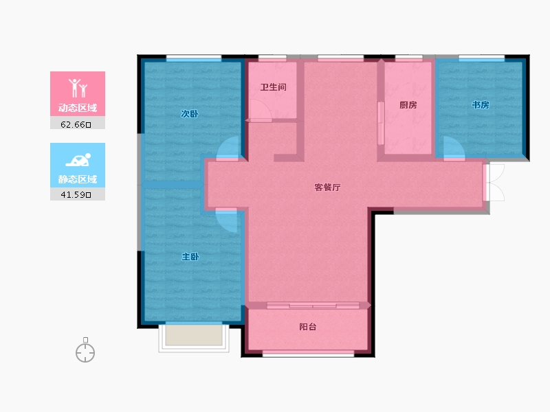 甘肃省-兰州市-永生北玻紫御华府-92.80-户型库-动静分区