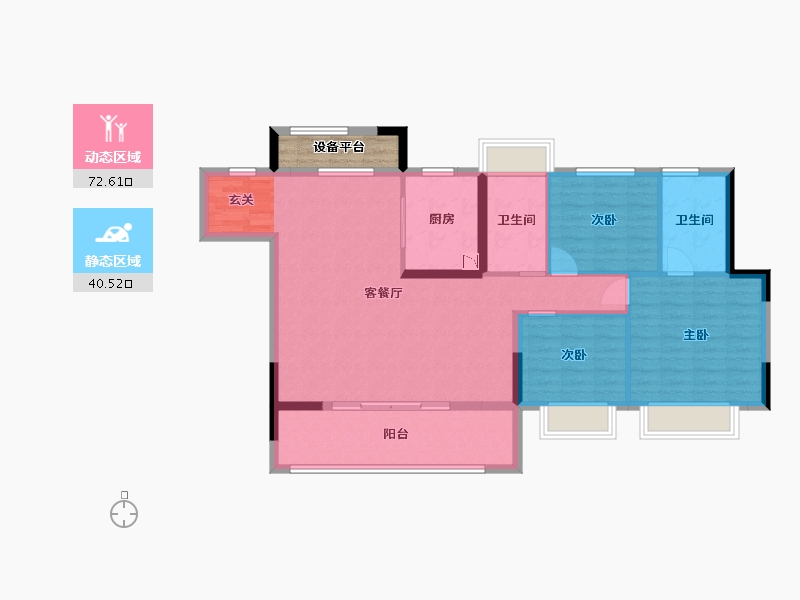 江苏省-常州市-美的・翰林府-105.79-户型库-动静分区