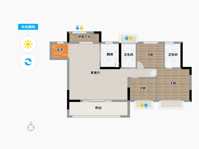 江苏省-常州市-美的・翰林府-105.79-户型库-采光通风