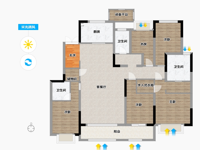 江苏省-常州市-新城・璞樾春秋-155.10-户型库-采光通风