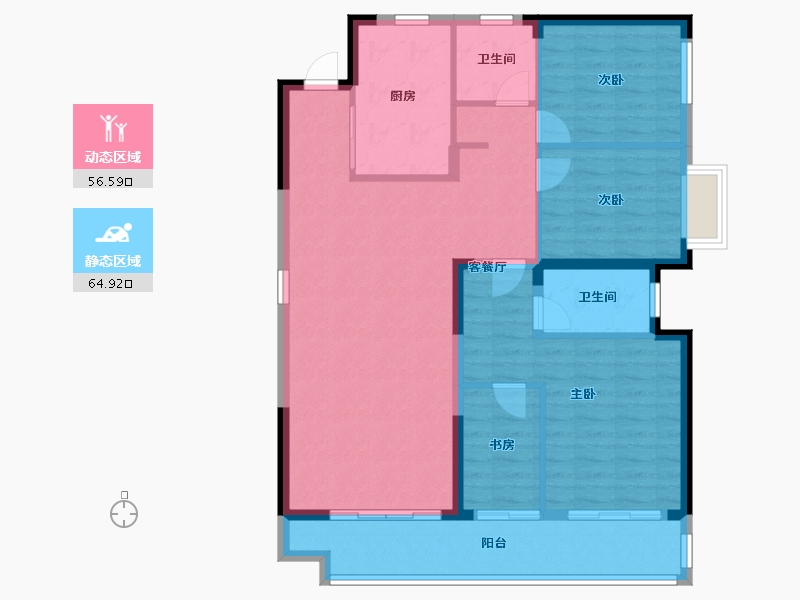 湖南省-长沙市-万科魅力之城-110.16-户型库-动静分区