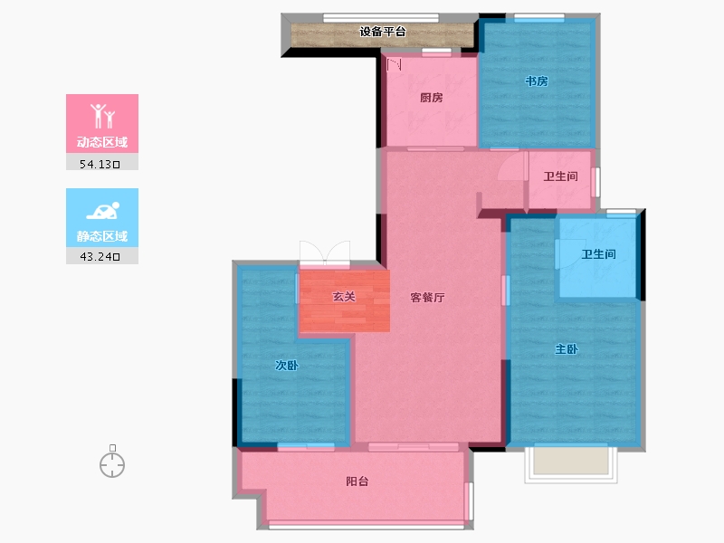 江苏省-常州市-牡丹水岸首府-90.38-户型库-动静分区