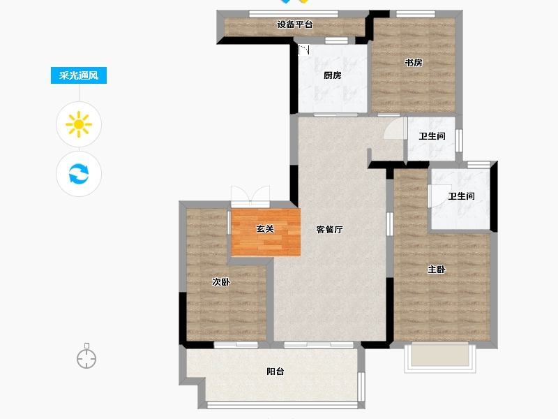 江苏省-常州市-牡丹水岸首府-90.38-户型库-采光通风