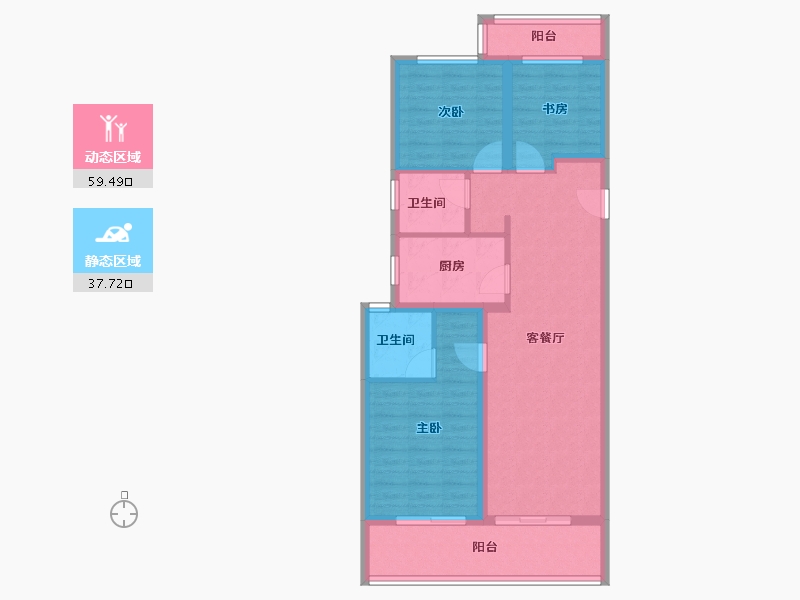 浙江省-温州市-温州万科古翠隐秀-86.40-户型库-动静分区