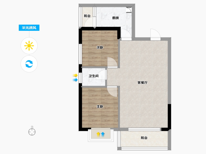 广西壮族自治区-南宁市-轨道御水悦居-57.95-户型库-采光通风