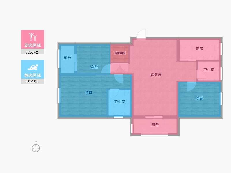 浙江省-温州市-温州和泰嘉园-87.43-户型库-动静分区