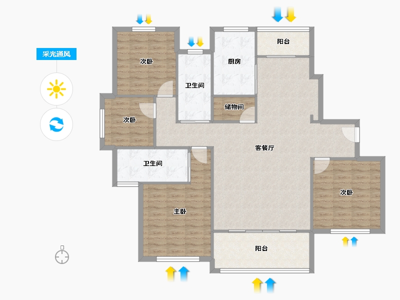 山东省-临沂市-金水河畔-125.32-户型库-采光通风