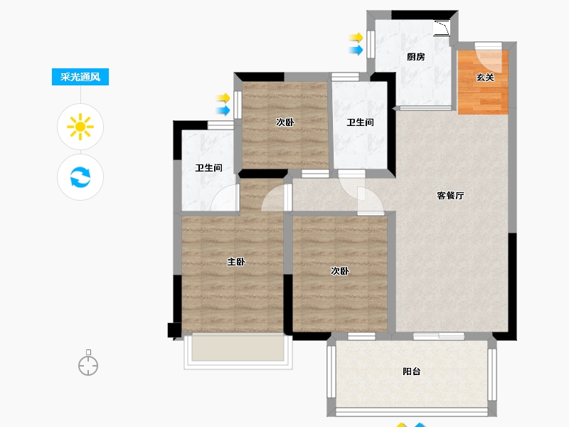 广西壮族自治区-南宁市-金科博翠天宸-76.16-户型库-采光通风