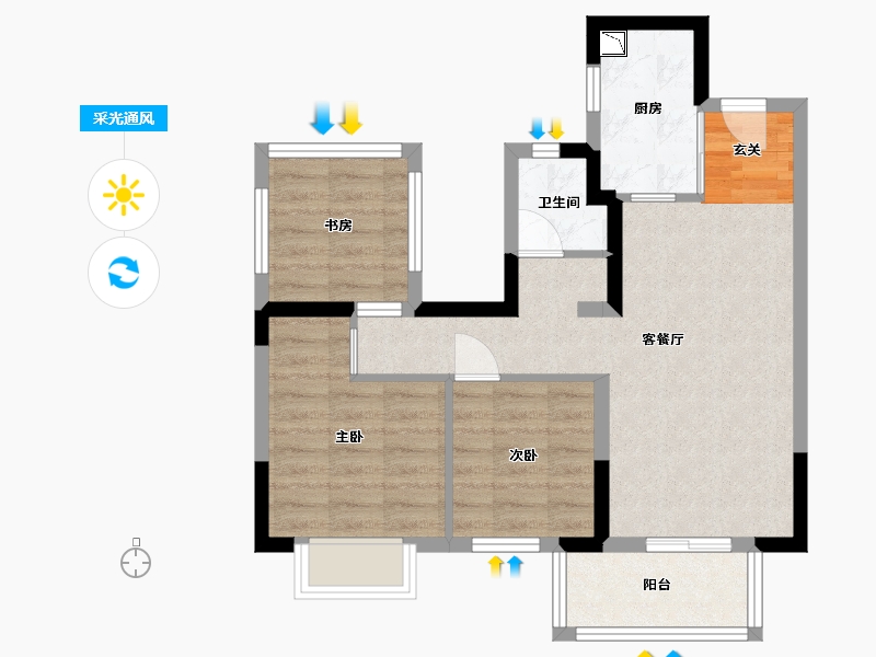 广西壮族自治区-南宁市-中南春风南岸-63.42-户型库-采光通风