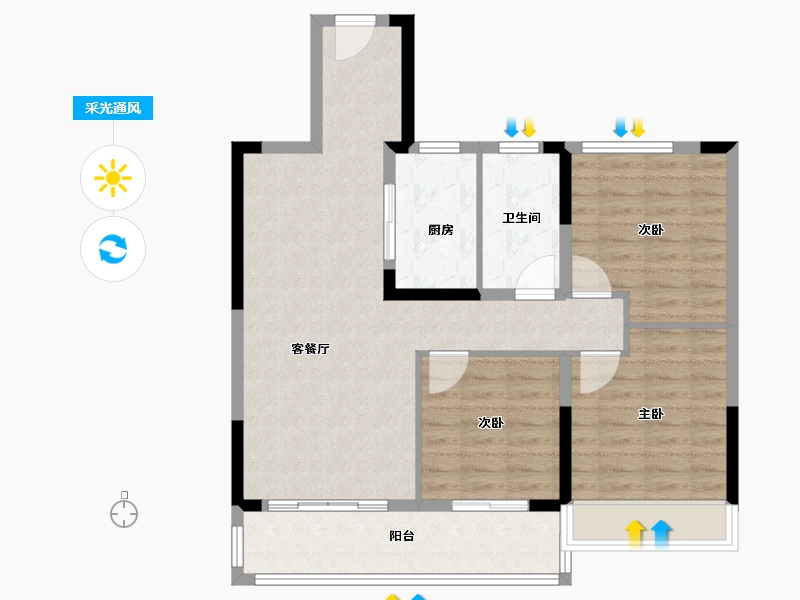 安徽省-蚌埠市-蚌埠碧桂园-84.13-户型库-采光通风