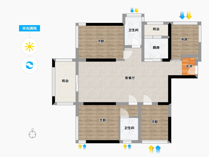 广西壮族自治区-南宁市-天健城天境-96.85-户型库-采光通风