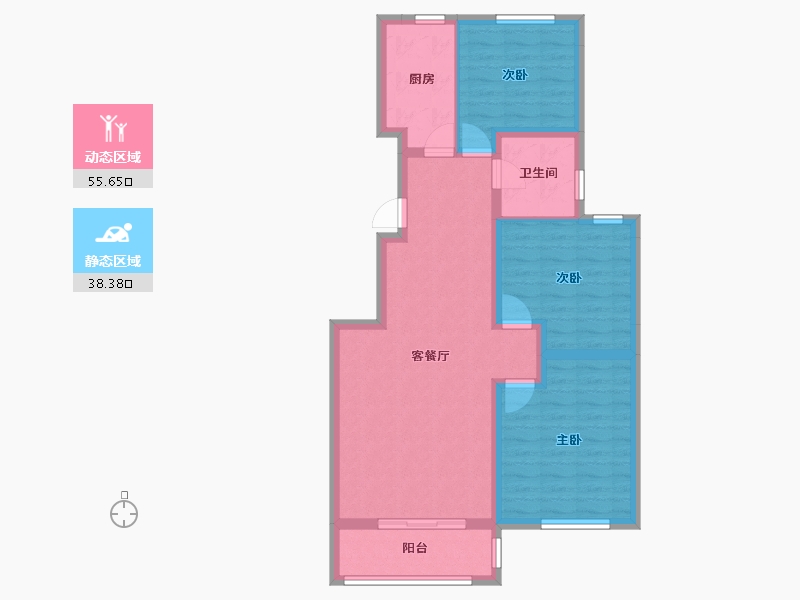 河北省-唐山市-京华佳苑-83.96-户型库-动静分区