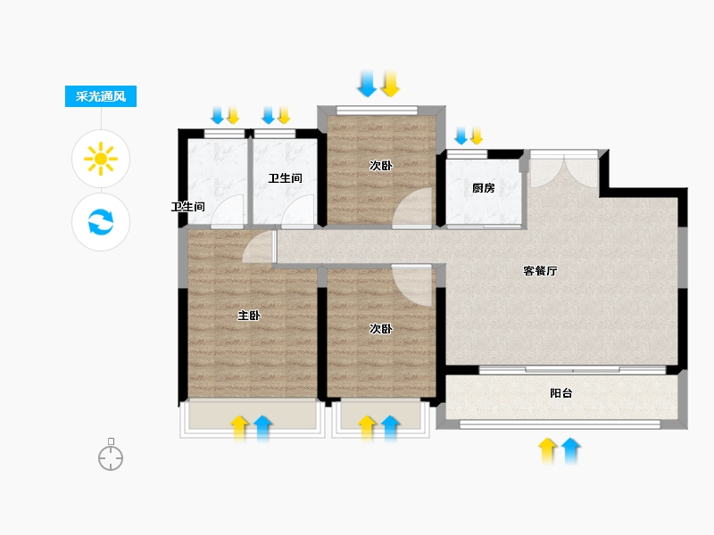 浙江省-温州市-国鸿柏悦府-87.21-户型库-采光通风