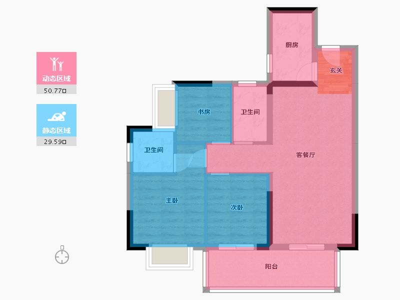 广西壮族自治区-南宁市-安吉大唐世家-71.59-户型库-动静分区