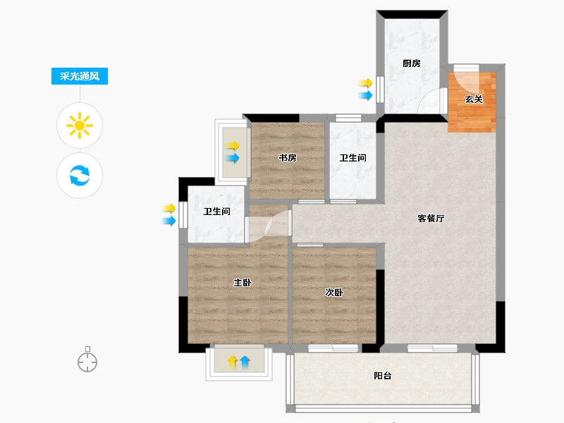 广西壮族自治区-南宁市-安吉大唐世家-71.59-户型库-采光通风