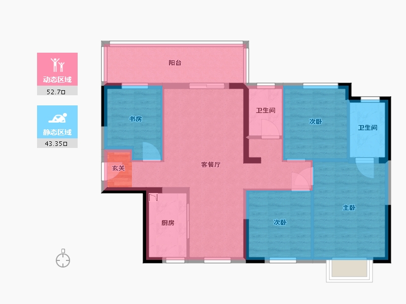 广西壮族自治区-南宁市-安吉大唐世家-85.27-户型库-动静分区