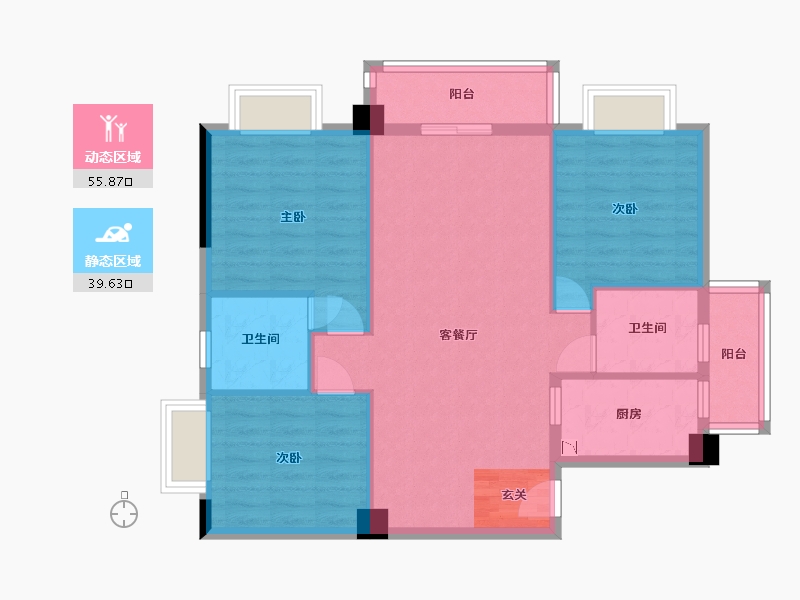 广西壮族自治区-南宁市-鑫邦华府-85.98-户型库-动静分区