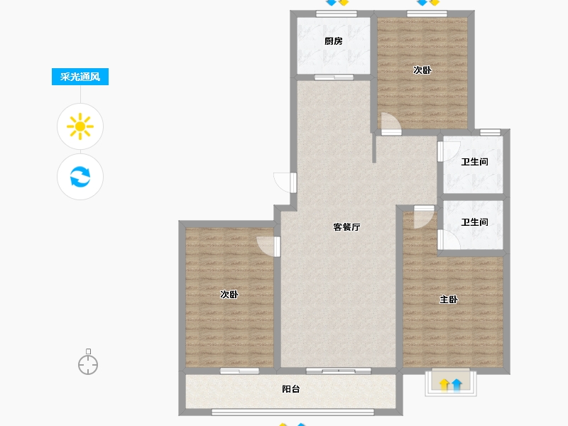 山东省-菏泽市-菏泽佳和广场-128.81-户型库-采光通风