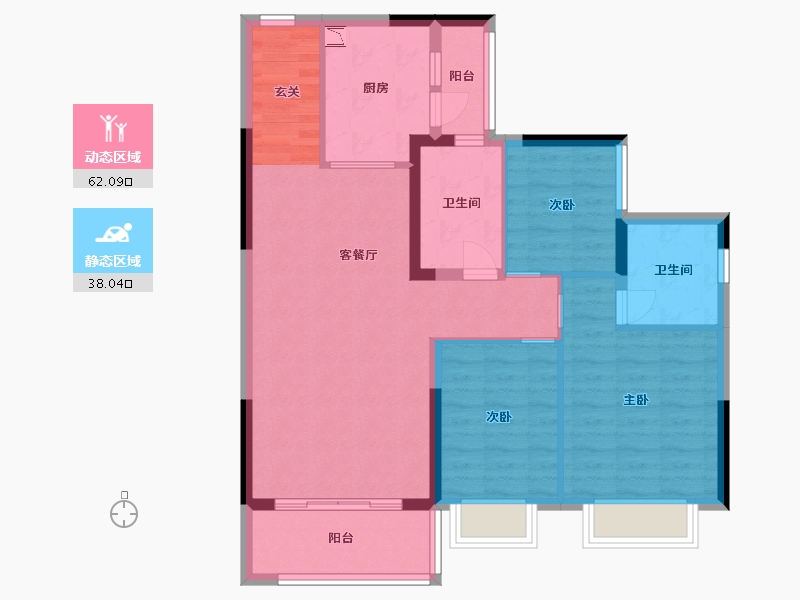 广西壮族自治区-南宁市-南宁恒大悦龙台-89.60-户型库-动静分区