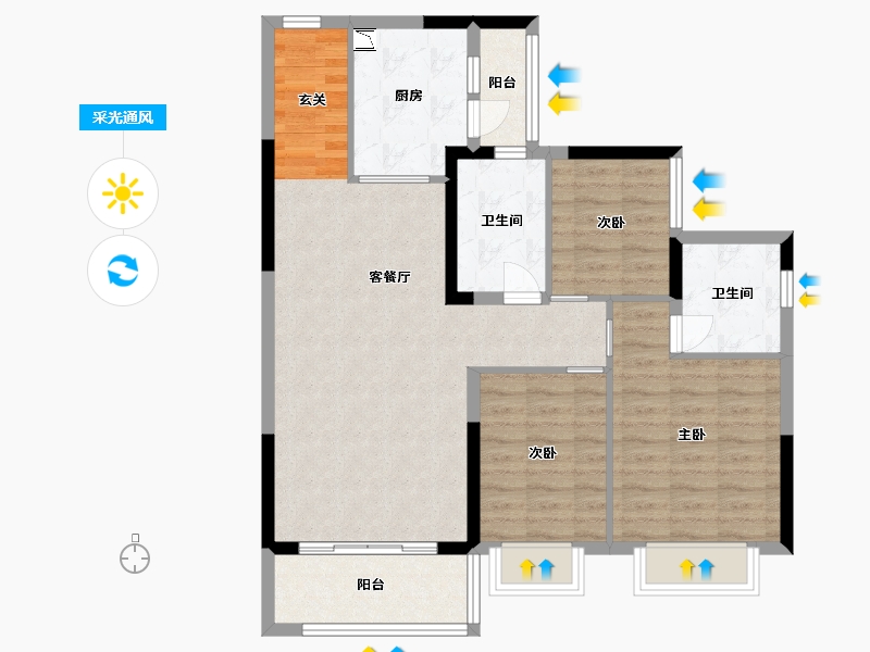 广西壮族自治区-南宁市-南宁恒大悦龙台-89.60-户型库-采光通风