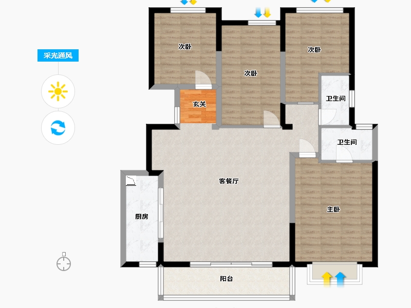 广西壮族自治区-南宁市-万科第五园-121.80-户型库-采光通风